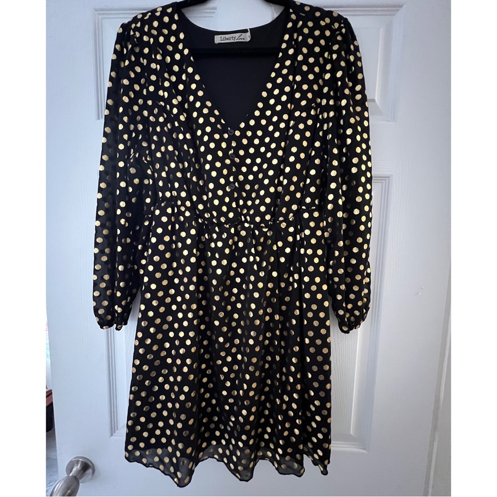 Black and Gold polka dot dress